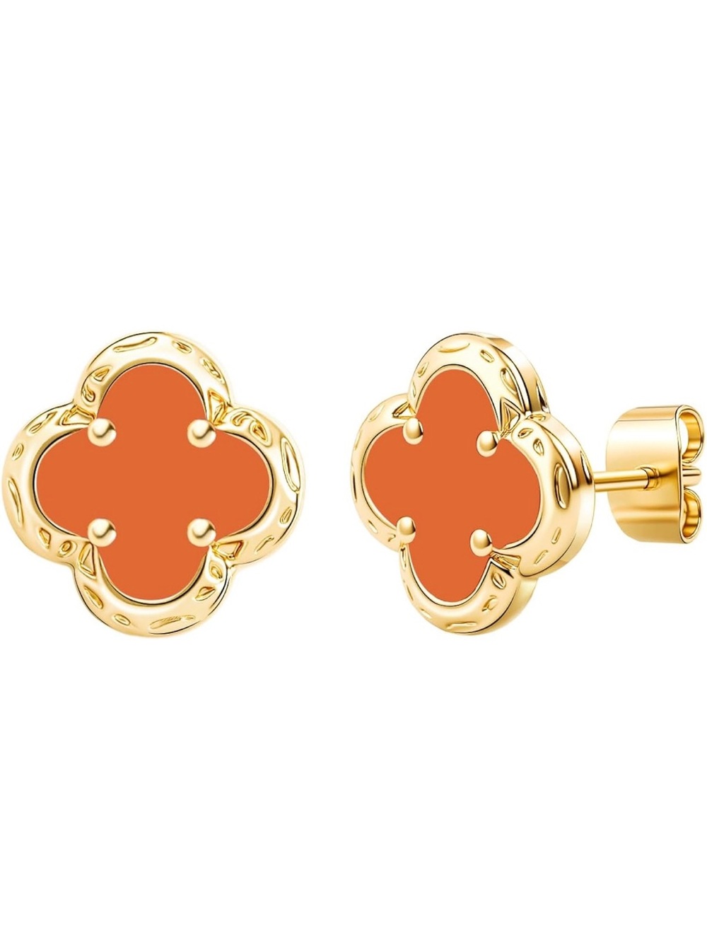 Clover Stud Earrings, 14K Gold Plated Four Leaf Hypoallergeinc Stud Stainless St